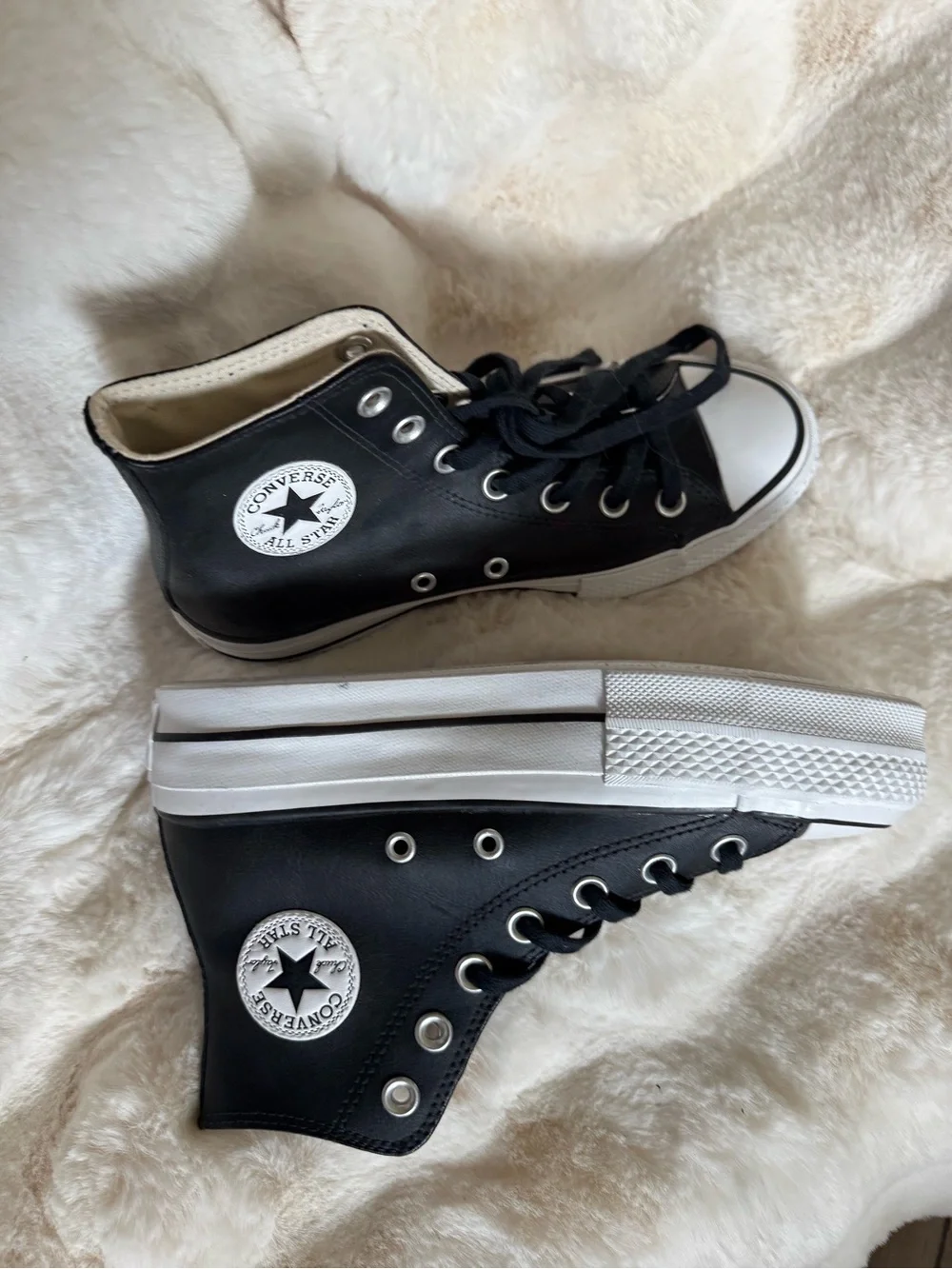 Converse Black and White High Top Platform Sneakers